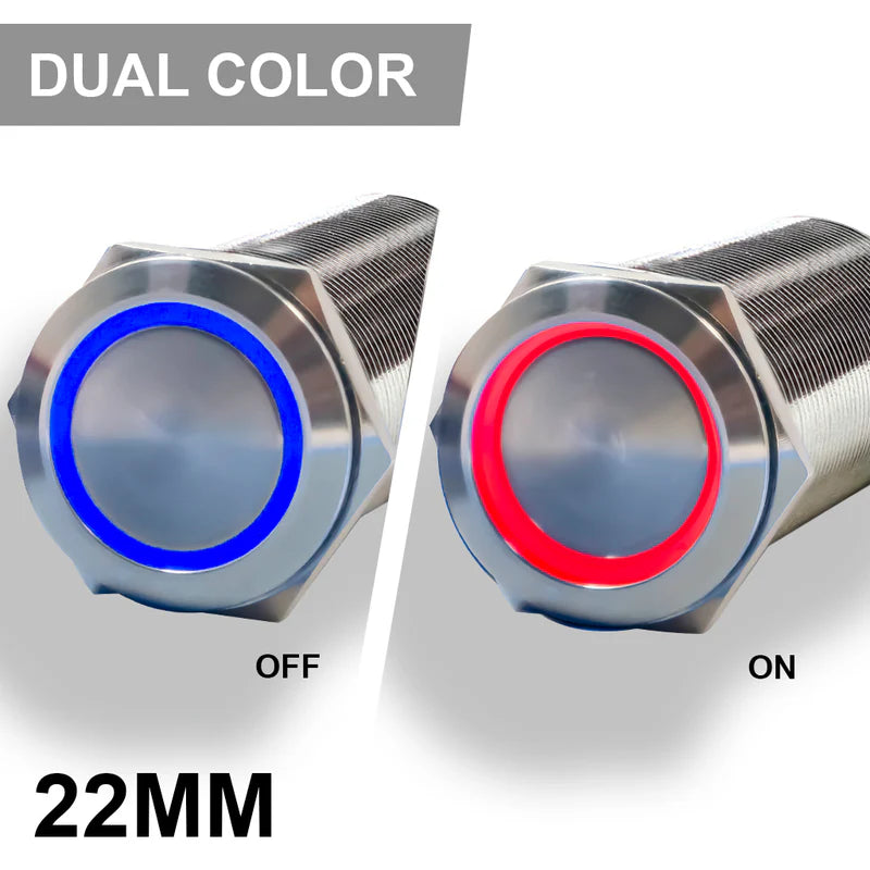 Dual Color Push Button Marine Switch | 22MM | Stainless Steel